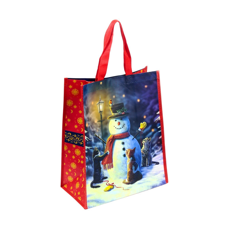 Sac de courses réutilisable Lisa Parker Chats de Noël & Bonhomme de neige