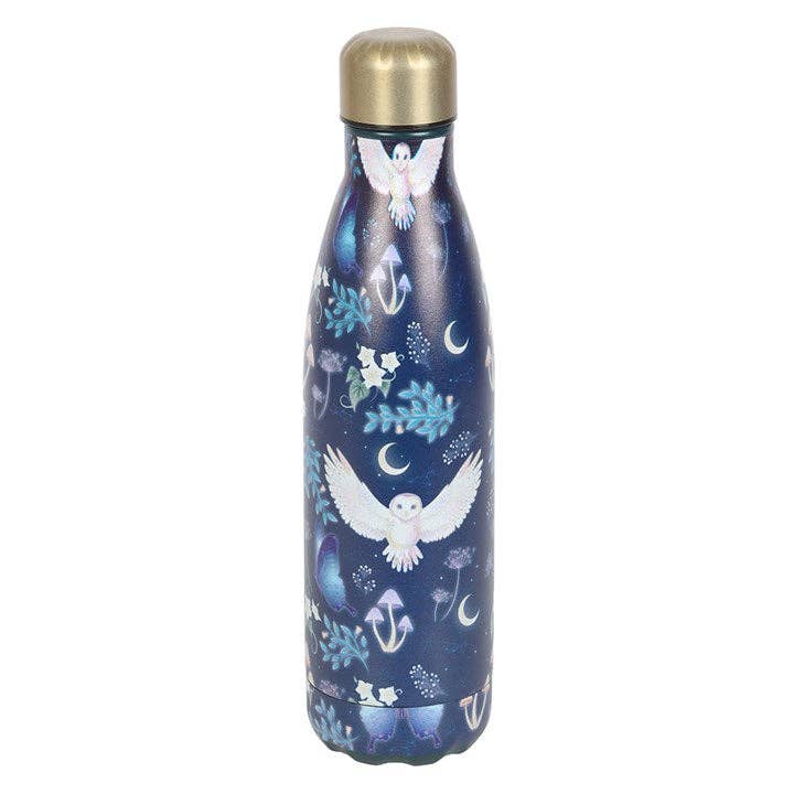 Gourde en métal avec motif chouette de nuit