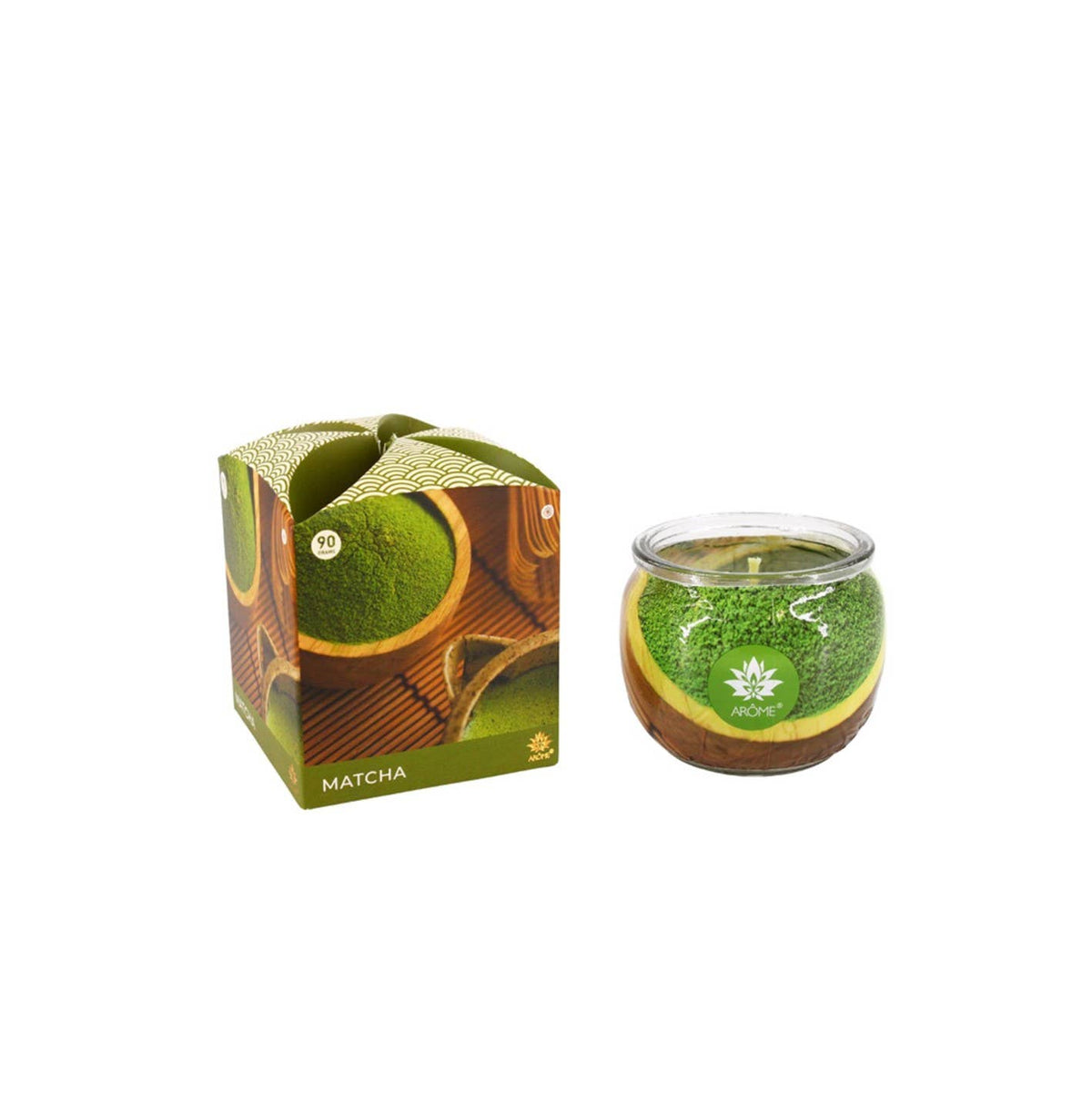Bougie parfumée Matcha 90 g en verre avec boîte