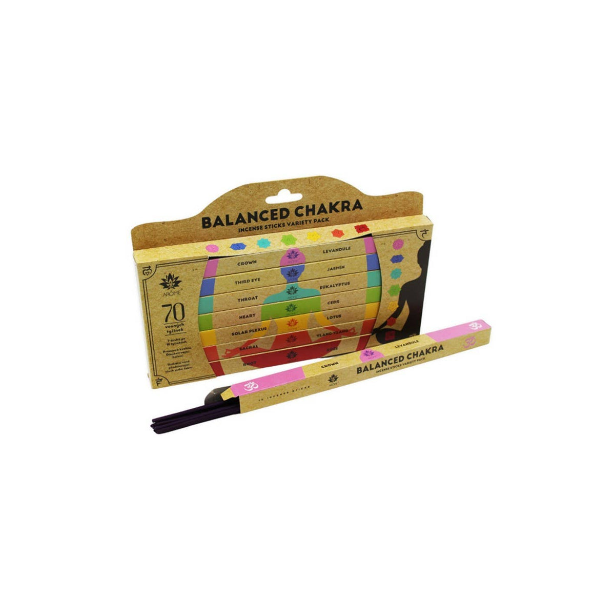 Coffret cadeau ARÔME Bâtons d’encens Chakras équilibrés 10 pièces