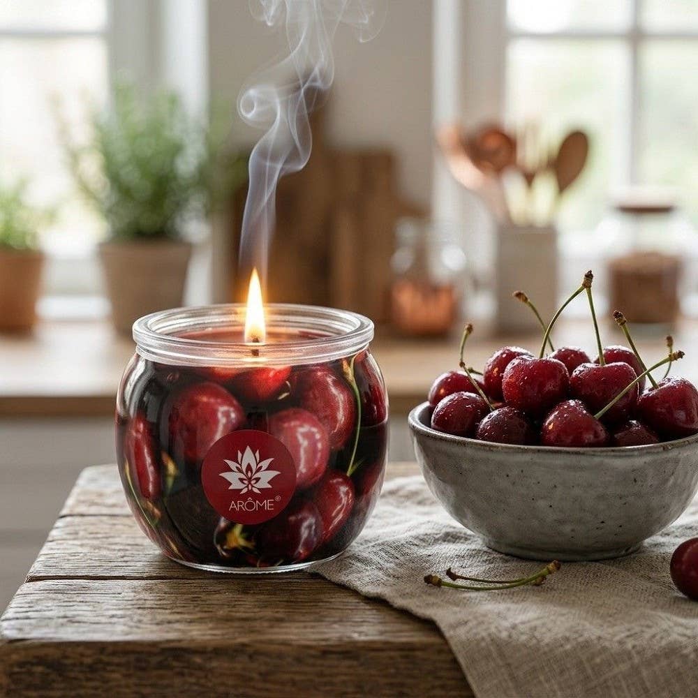 Bougie en verre ARÔME Choco Cherry 90 g avec boîte