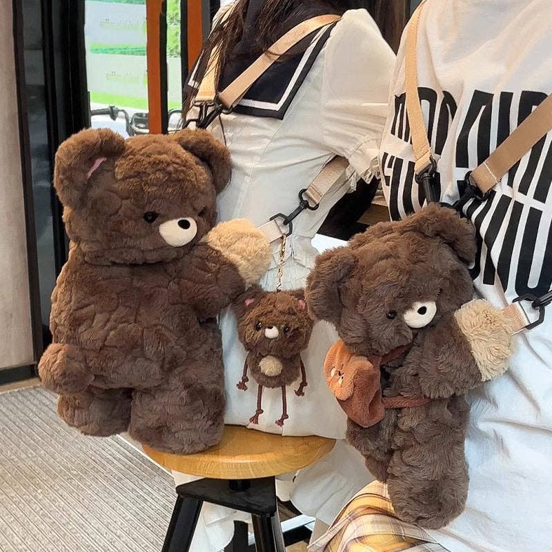 Sac à dos en peluche mignon en forme d'ours en peluche