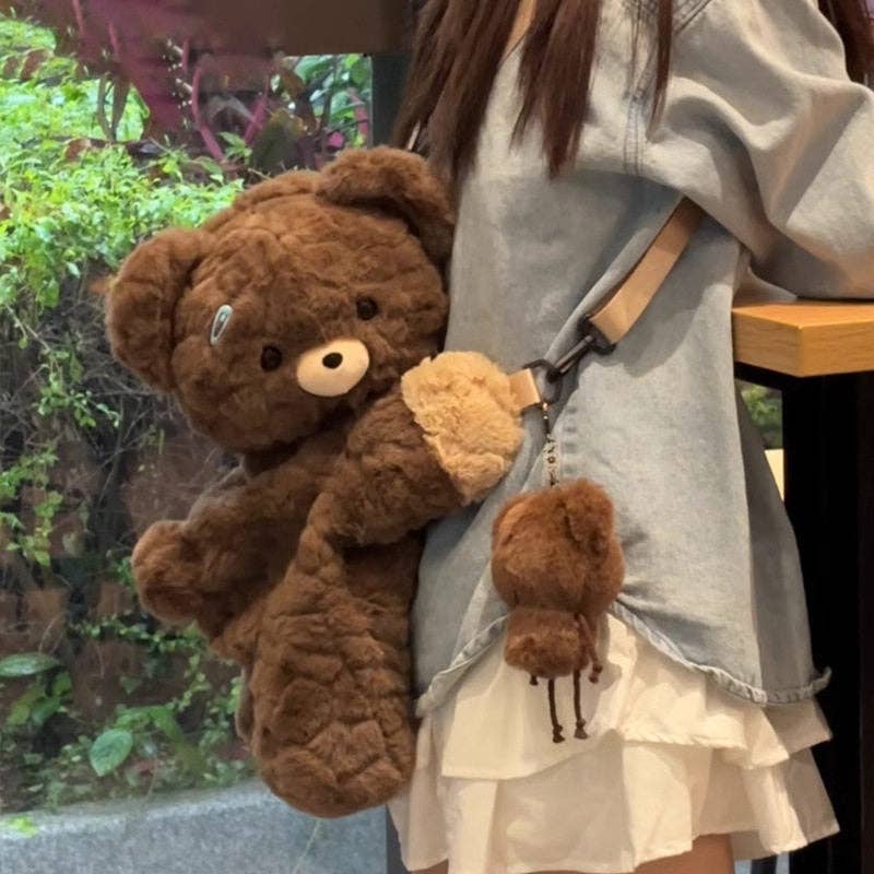 Sac à dos en peluche mignon en forme d'ours en peluche