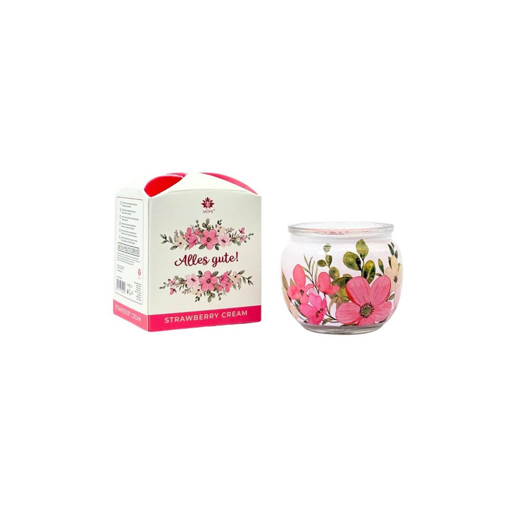 Bougie ARÔME Fraise Crème 90 g en verre avec boîte