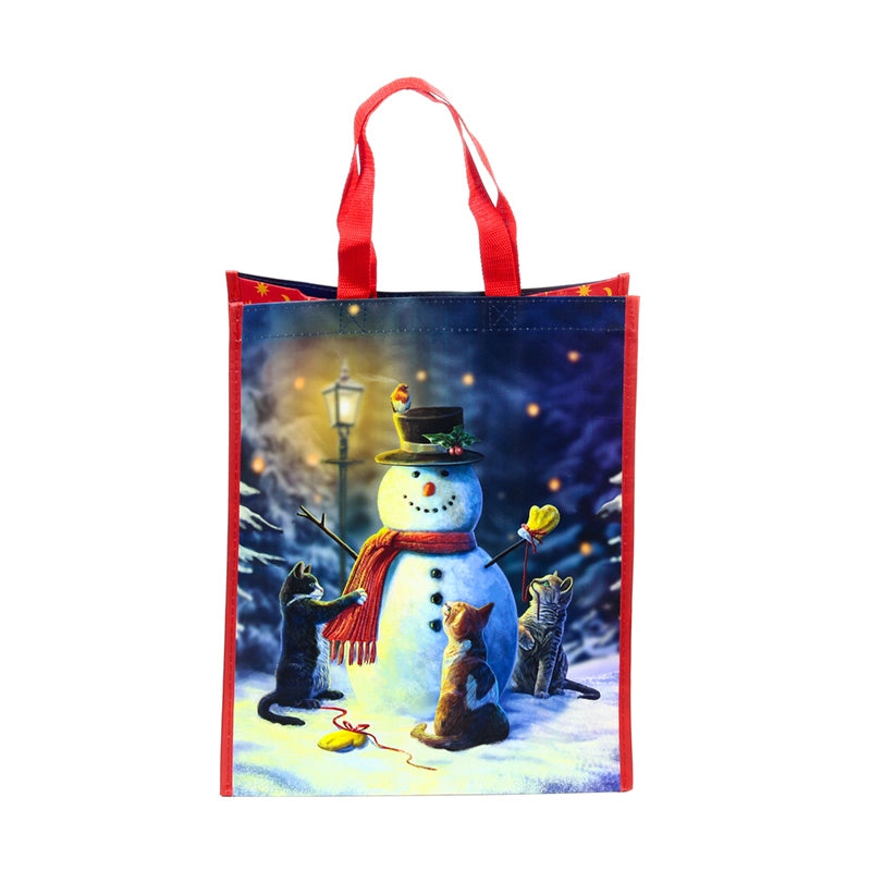 Sac de courses réutilisable Lisa Parker Chats de Noël & Bonhomme de neige