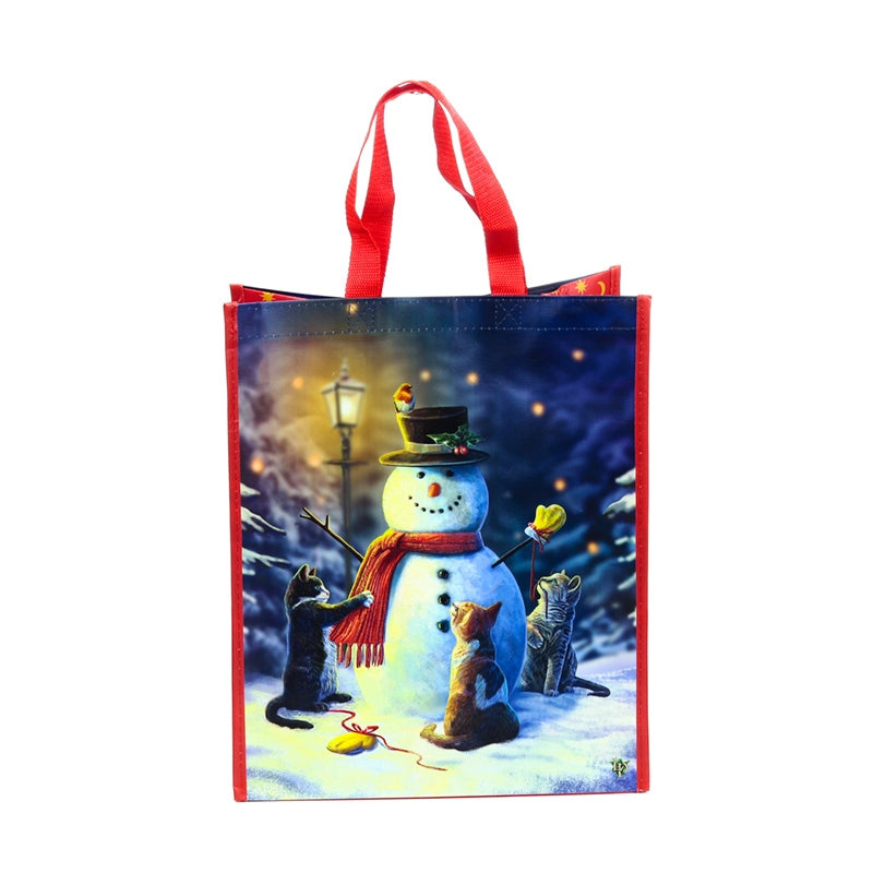Sac de courses réutilisable Lisa Parker Chats de Noël & Bonhomme de neige