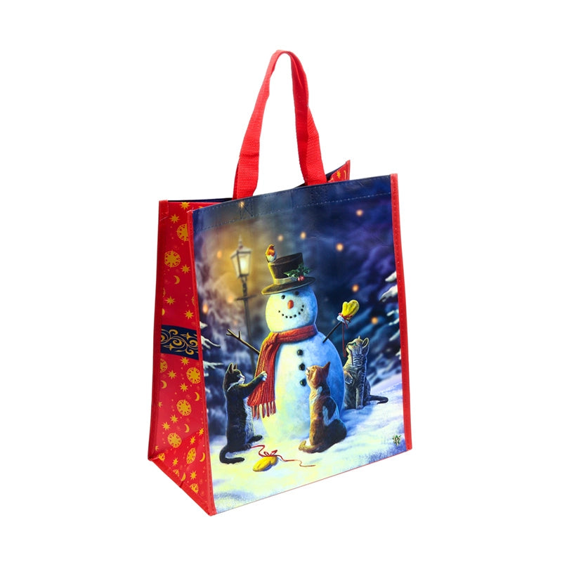Sac de courses réutilisable Lisa Parker Chats de Noël & Bonhomme de neige