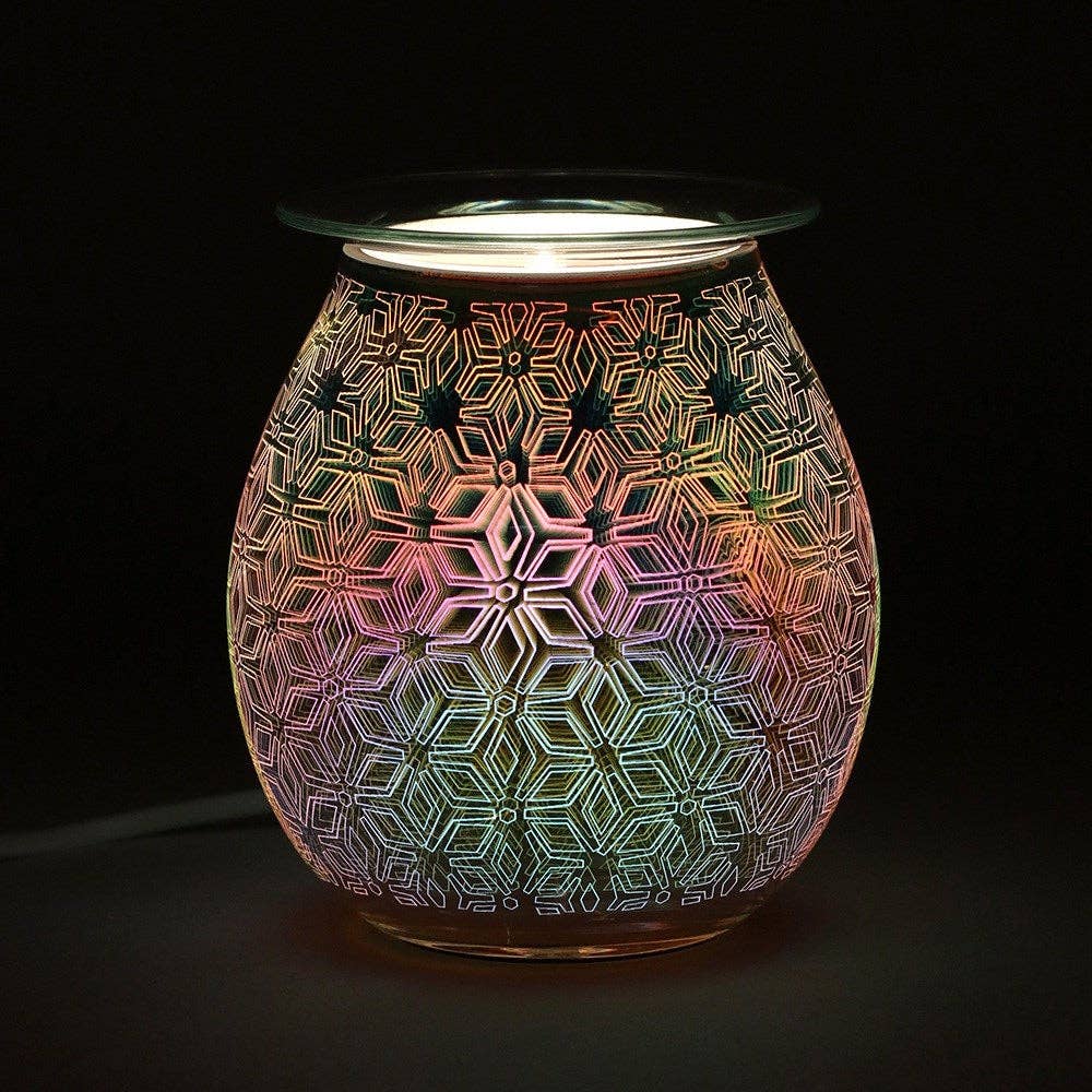 Brûleur à mazout électrique à éclairage floral géométrique 3D